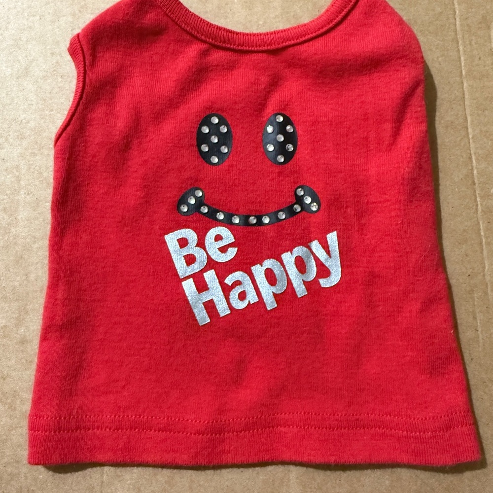 Red 'Be Happy' Dog Tank Top